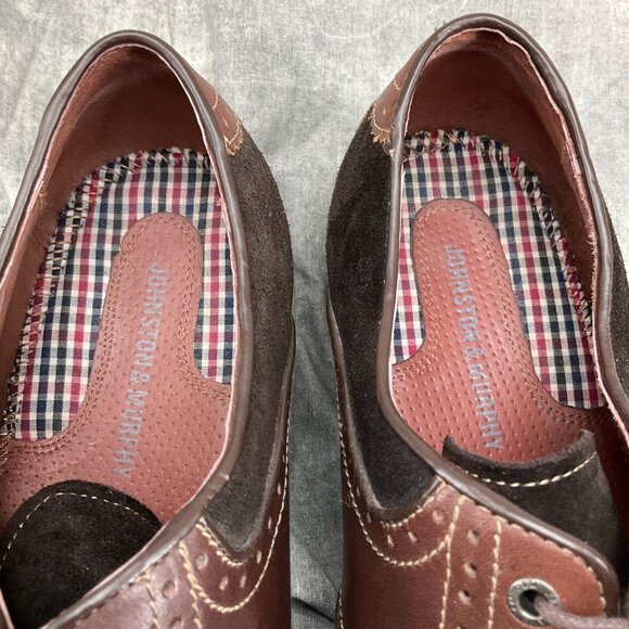 Johnston & Murphy Men 11 M Brown Leather Suede Oxford Lace Shoes Flex System - Picture 4 of 10